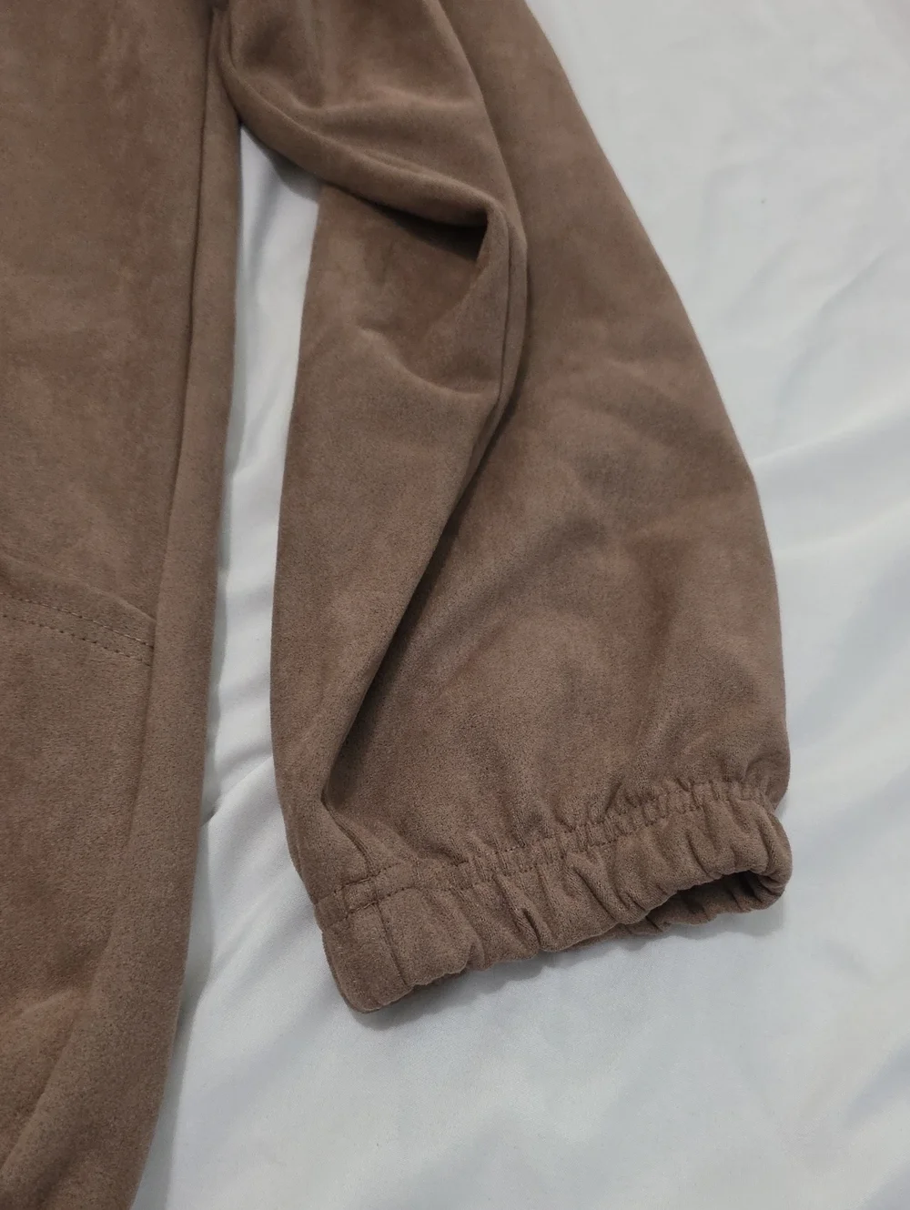 MACARON Faux Suede Brown Hooded Pull Over Size M